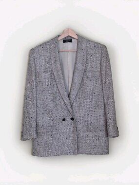 Vtg Creeds Toronto Wool Silk Blazer Womens 10 Netural Speckled Union Made Lined